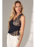 Elegant blouse with lace, black PR95011 - Online store - Boutique